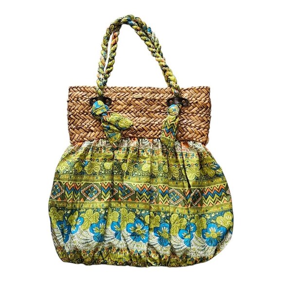 Cappelli Straworld Bohemian Beach Y2K Bag Green/Blue - Picture 1 of 9